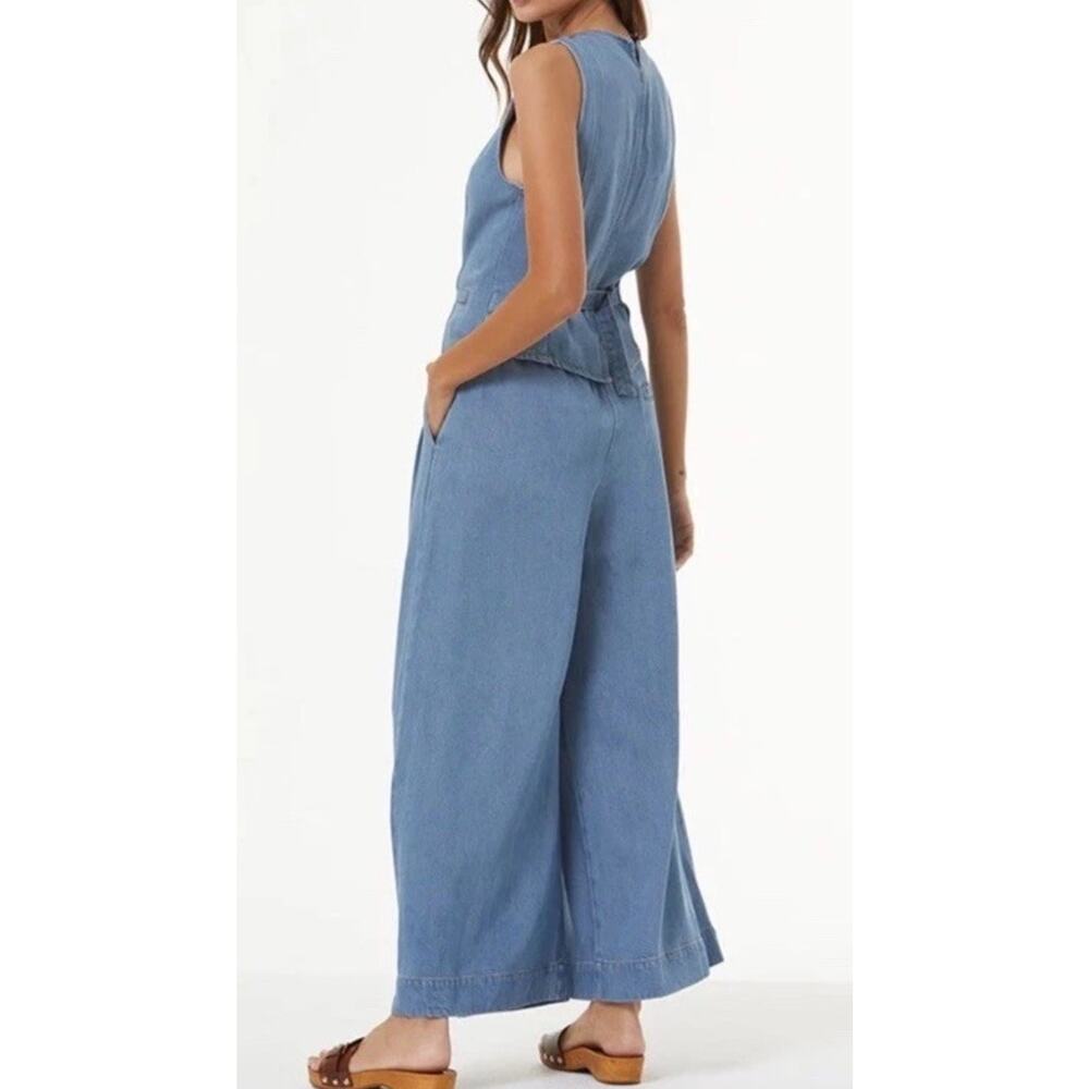 Young Fabulous Broke Calvin Wide Leg Blue Denim Jean Pant Pleat Bohemian Sz L